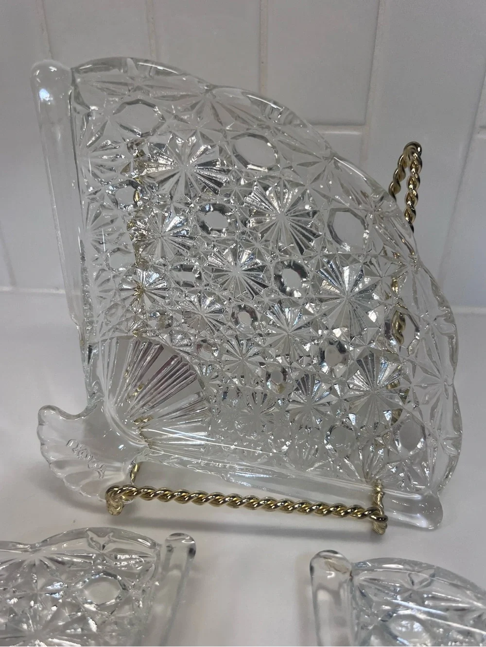 Vintage Avon Clear Glass Fan Plates 7 used For Snack Plate Trinkets Or Soap Dish